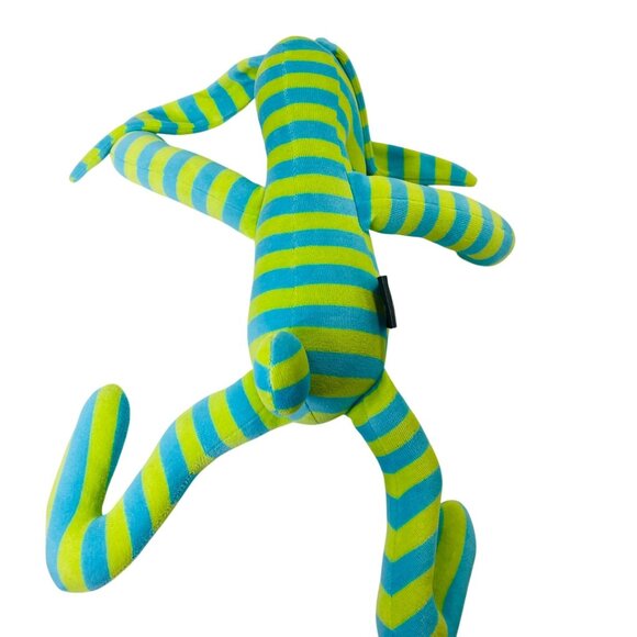 Max And Lulu Striped Bunny Plush Blue & Lime Green Soft Stuffed Animal - Picture 3 of 9